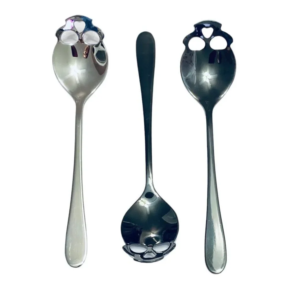 Stainless Steel Skulls Spoons Silverware Set 4 pcs NEW